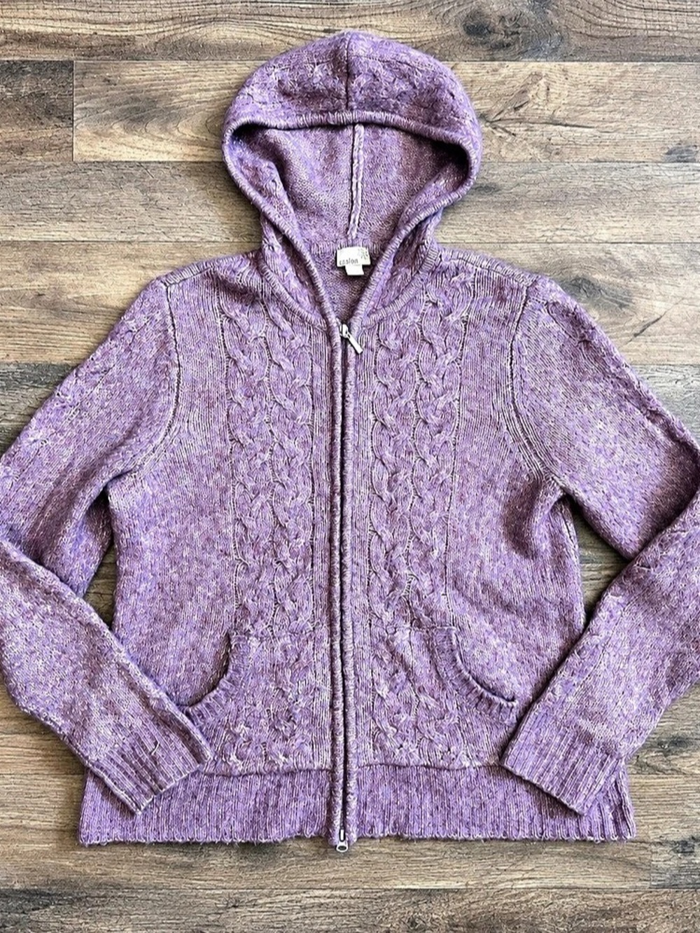 Caslon Hooded Zip-Up Sweater Purple Like New